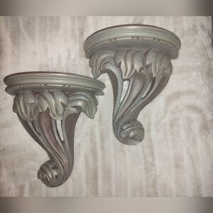 Pair of Vintage Wood Shelf Wall Sconces